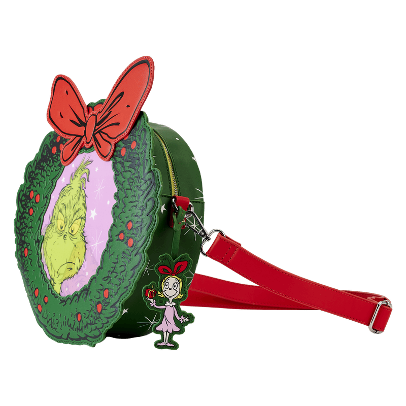 LOUDSSTB0011 Dr Seuss - Dr. Seuss' How the Grinch Stole Christmas! Wreath Crossbody - Loungefly - Titan Pop Culture