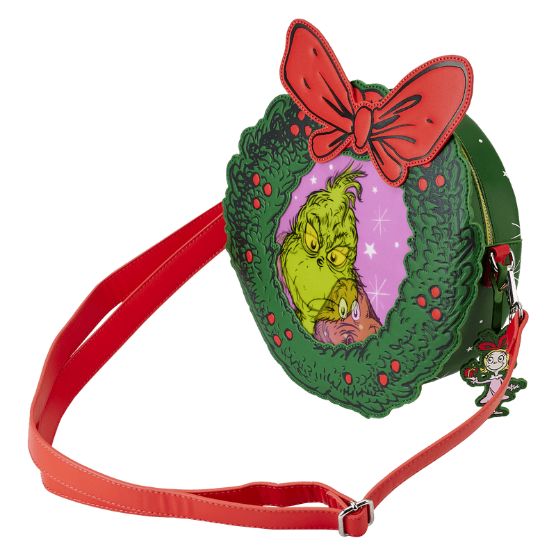 LOUDSSTB0011 Dr Seuss - Dr. Seuss' How the Grinch Stole Christmas! Wreath Crossbody - Loungefly - Titan Pop Culture