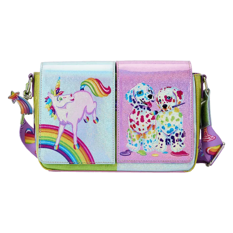 LOULSFTB0007 Lisa Frank - Holographic Glitter Color Block Crossbody Bag - Loungefly - Titan Pop Culture