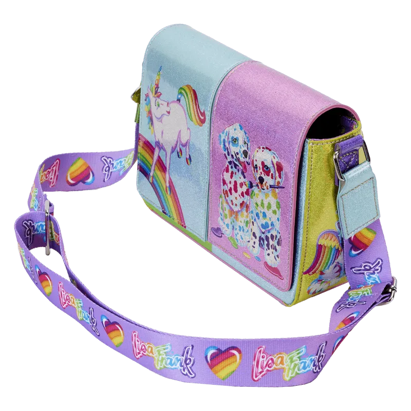 LOULSFTB0007 Lisa Frank - Holographic Glitter Color Block Crossbody Bag - Loungefly - Titan Pop Culture