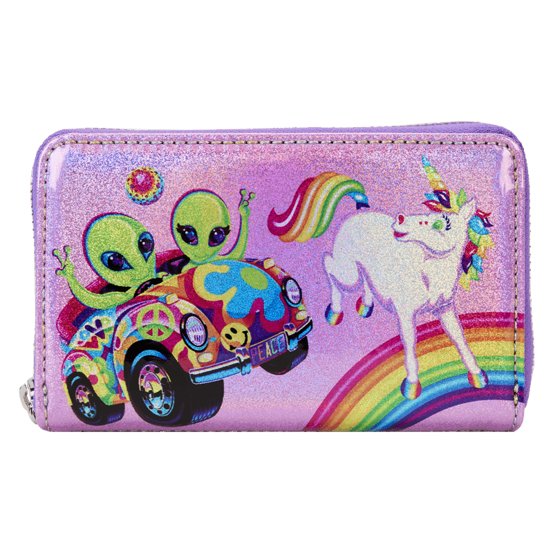 LOULSFWA0008 Lisa Frank - Holographic Glitter Color Block Zip Around Wallet - Loungefly - Titan Pop Culture