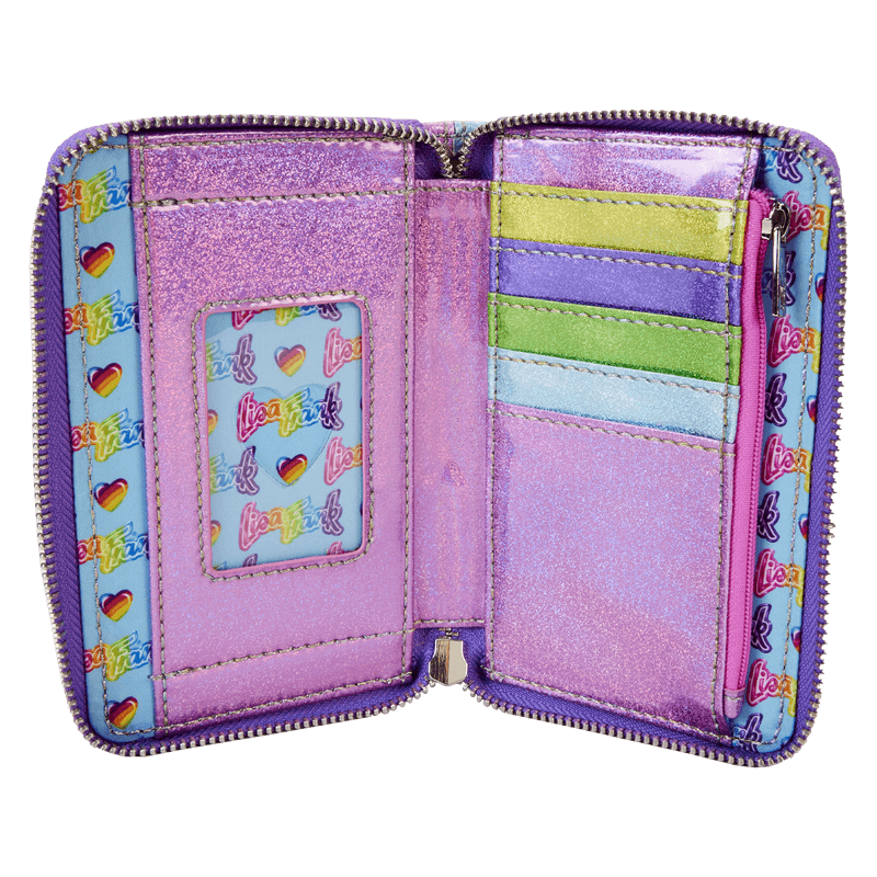 LOULSFWA0008 Lisa Frank - Holographic Glitter Color Block Zip Around Wallet - Loungefly - Titan Pop Culture