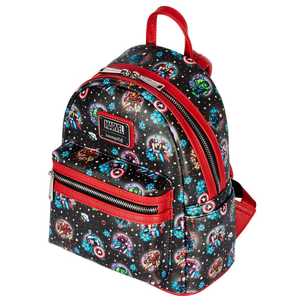 LOUMVBK0184 Marvel Comics - Avengers Floral Tattoo Mini Backpack - Loungefly - Titan Pop Culture