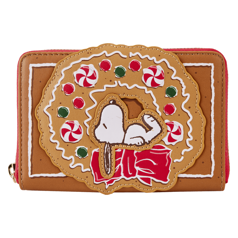 LOUPNWA0021 Peanuts - Snoopy Gingerbread Wreath Scented Zip Around Wallet - Loungefly - Titan Pop Culture