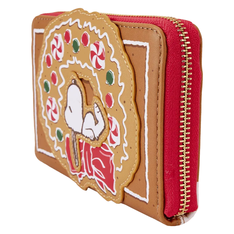 LOUPNWA0021 Peanuts - Snoopy Gingerbread Wreath Scented Zip Around Wallet - Loungefly - Titan Pop Culture