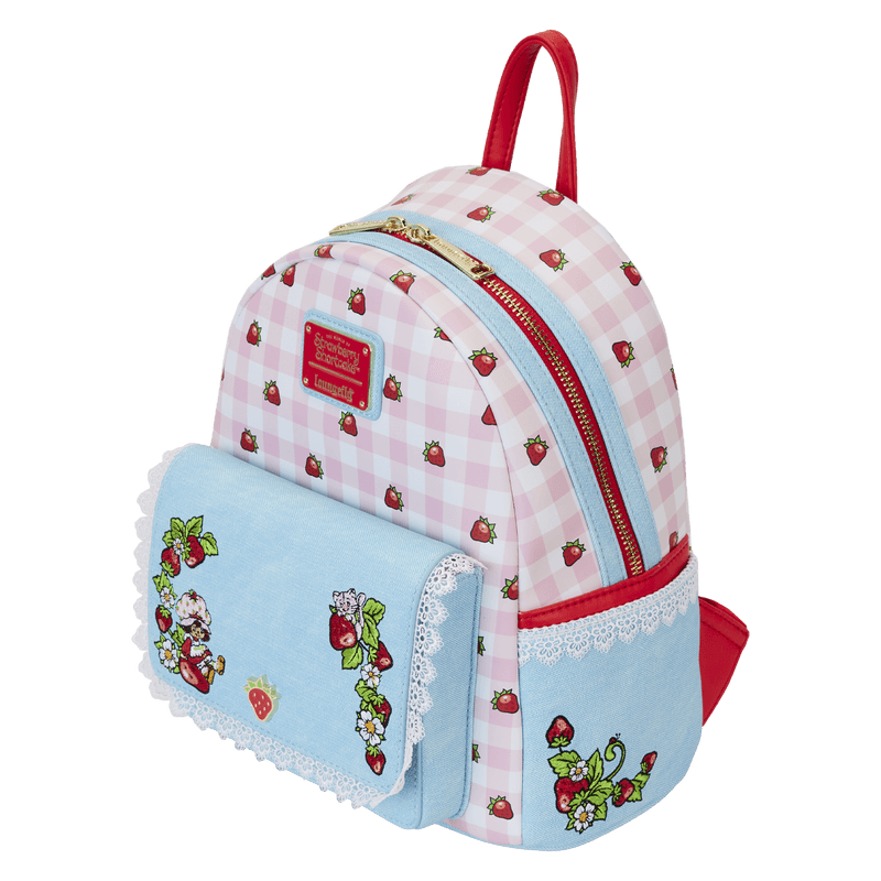 LOUSBSBK0005 Strawberry Shortcake - Denim Pocket Mini Backpack - Loungefly - Titan Pop Culture