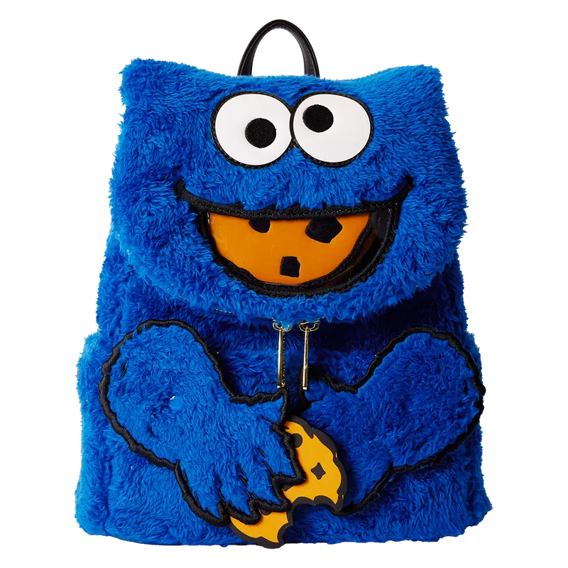 LOUSESBK0013 Sesame Street - Cookie Monster Plush Mini Backpack - Loungefly - Titan Pop Culture