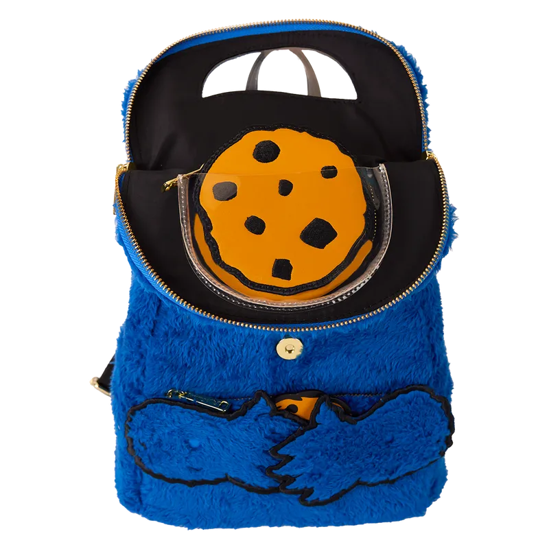 LOUSESBK0013 Sesame Street - Cookie Monster Plush Mini Backpack - Loungefly - Titan Pop Culture