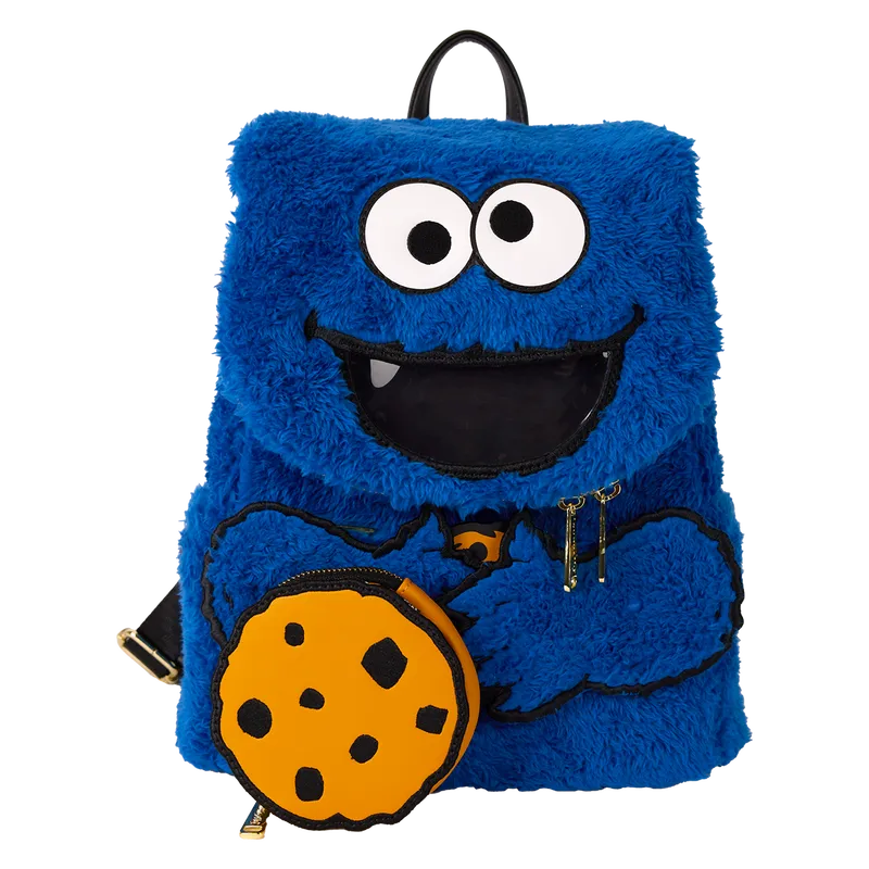 LOUSESBK0013 Sesame Street - Cookie Monster Plush Mini Backpack - Loungefly - Titan Pop Culture