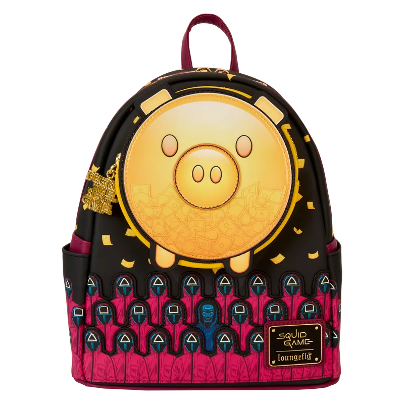 LOUSQBK0005 Squid Game - Piggy Bank Masked Men Glow Mini Backpack - Loungefly - Titan Pop Culture