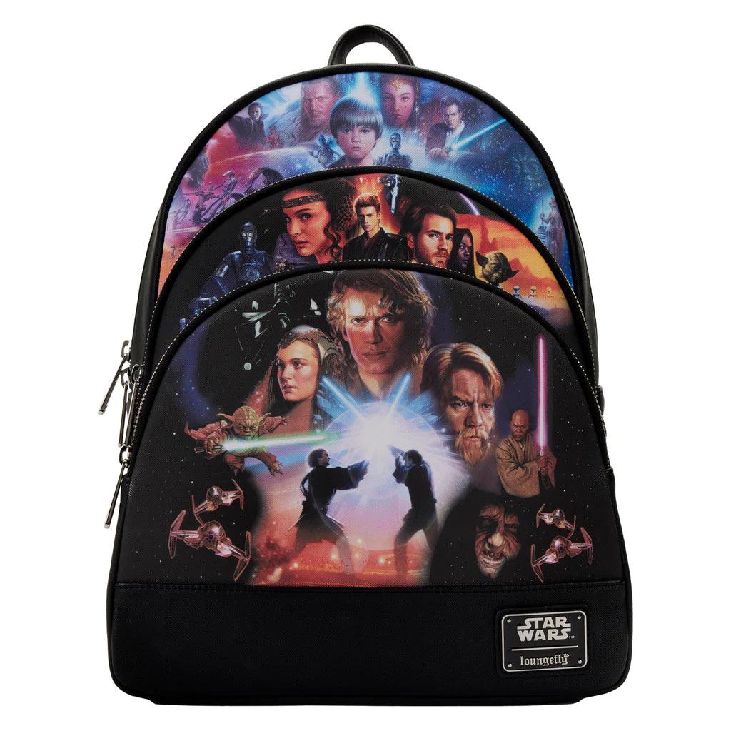 LOUSTBK0284 Star Wars - Prequel Trilogy Triple Pocket Mini Backpack - Loungefly - Titan Pop Culture