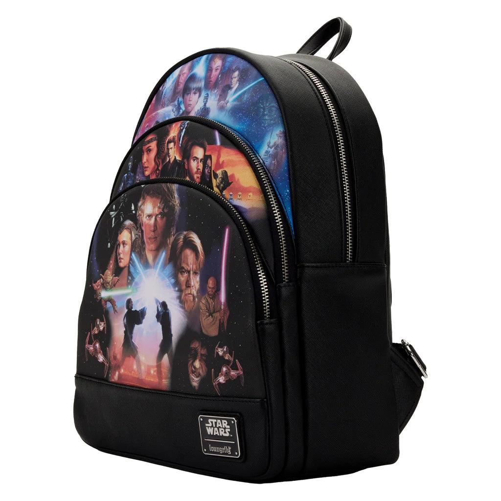 LOUSTBK0284 Star Wars - Prequel Trilogy Triple Pocket Mini Backpack - Loungefly - Titan Pop Culture