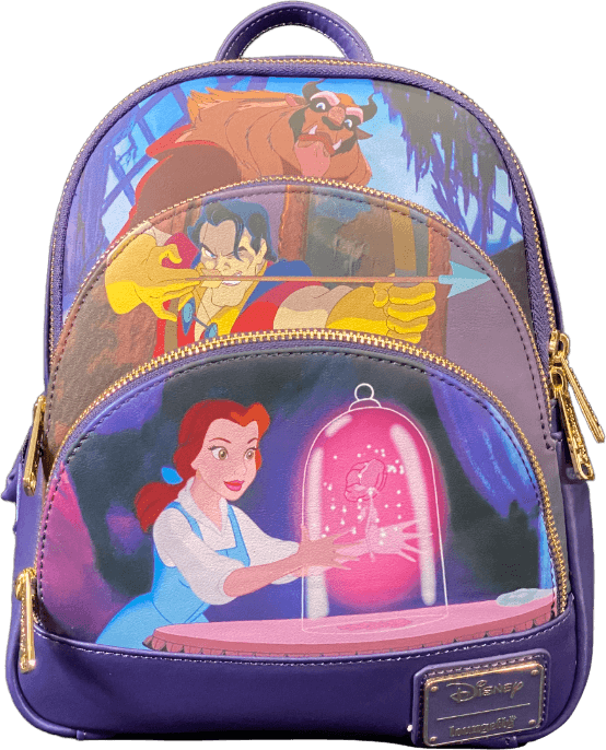 LOUWDBK2521 Beauty and the Beast (1991) - Scenes Triple Pocket 10" Mini Backpack [RS] - Loungefly - Titan Pop Culture