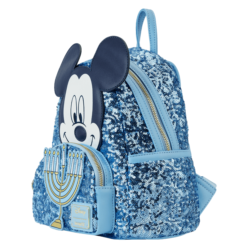 LOUWDBK3389 Disney - Mickey Mouse Hanukkah Sequin Glow Mini Backpack - Loungefly - Titan Pop Culture
