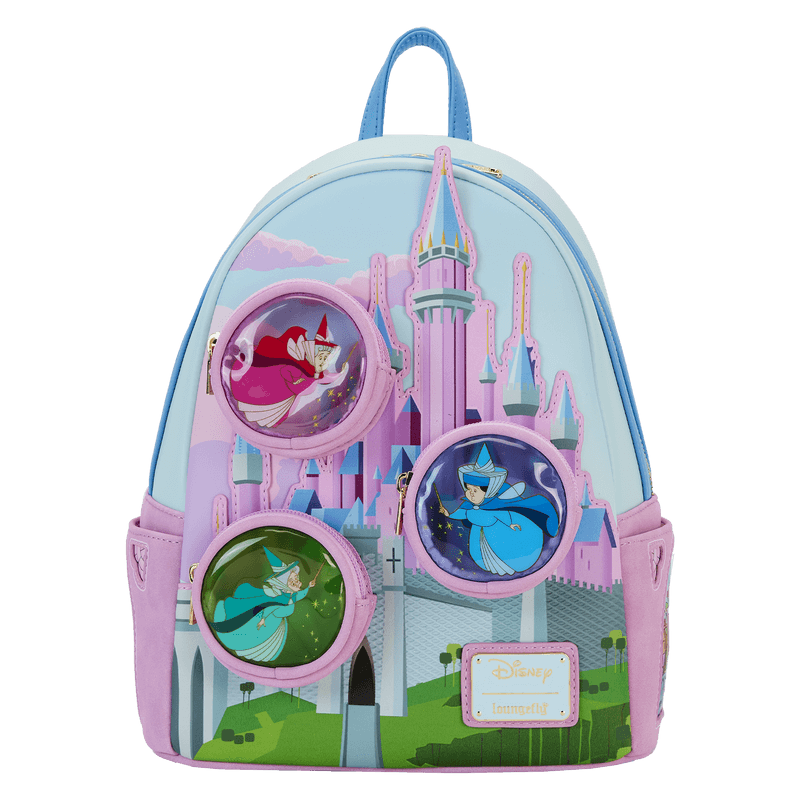 LOUWDBK3404 Sleeping Beauty - Castle Three Good Fairies Stained Glass Mini Backpack - Loungefly - Titan Pop Culture