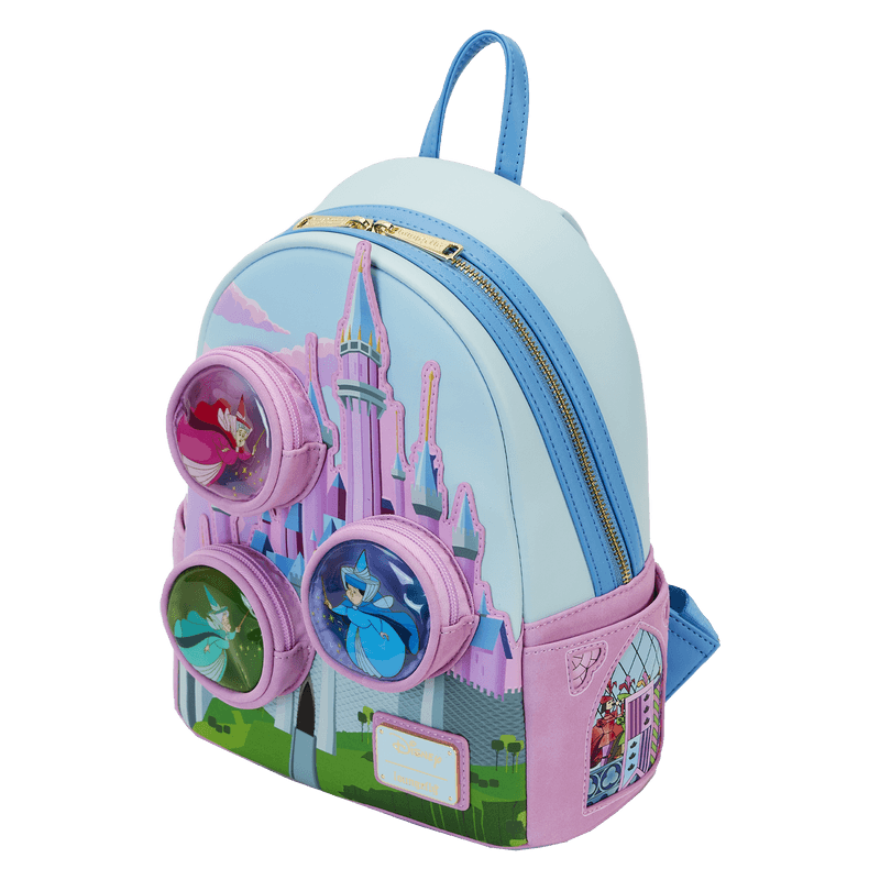 LOUWDBK3404 Sleeping Beauty - Castle Three Good Fairies Stained Glass Mini Backpack - Loungefly - Titan Pop Culture