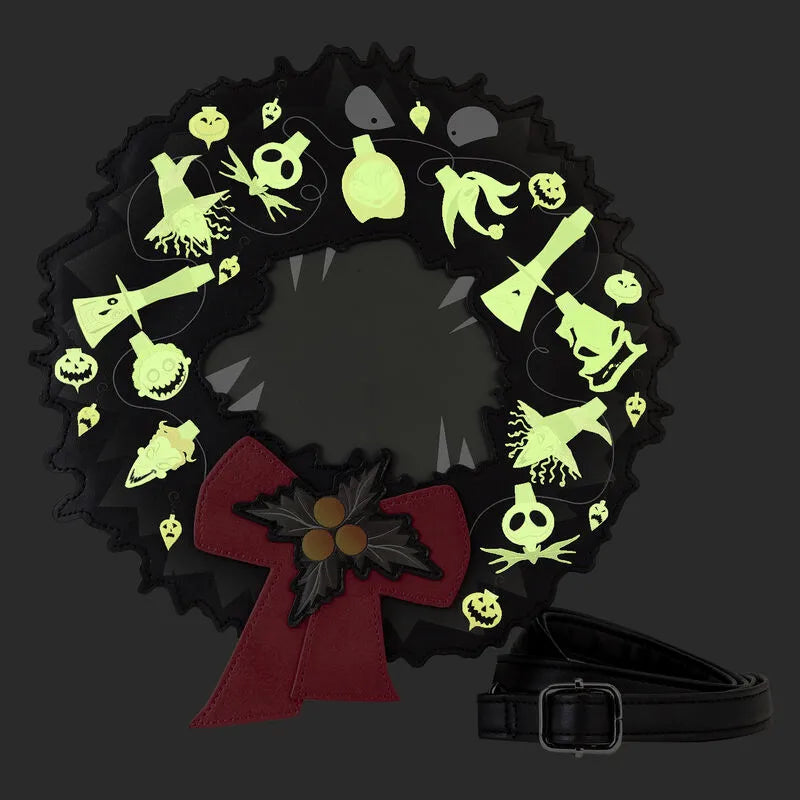 LOUWDTB2875 The Nightmare Before Christmas - Wreath String Lights Glow Crossbody - Loungefly - Titan Pop Culture