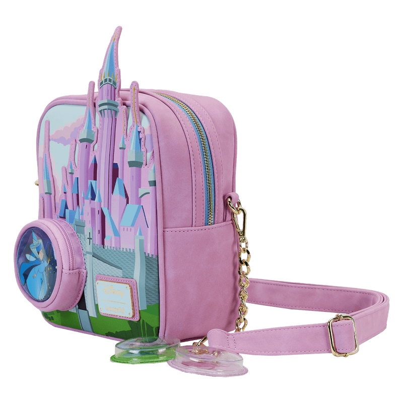 LOUWDTB2892 Sleeping Beauty -Castle Three Good Fairies Stained Glass Crossbody Bag - Loungefly - Titan Pop Culture