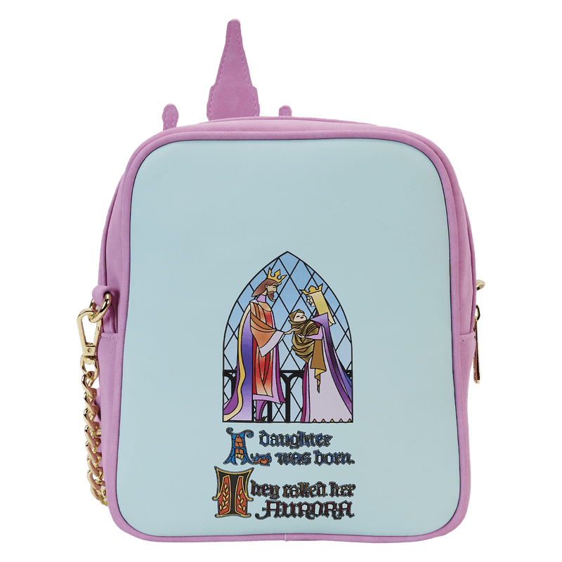 LOUWDTB2892 Sleeping Beauty -Castle Three Good Fairies Stained Glass Crossbody Bag - Loungefly - Titan Pop Culture