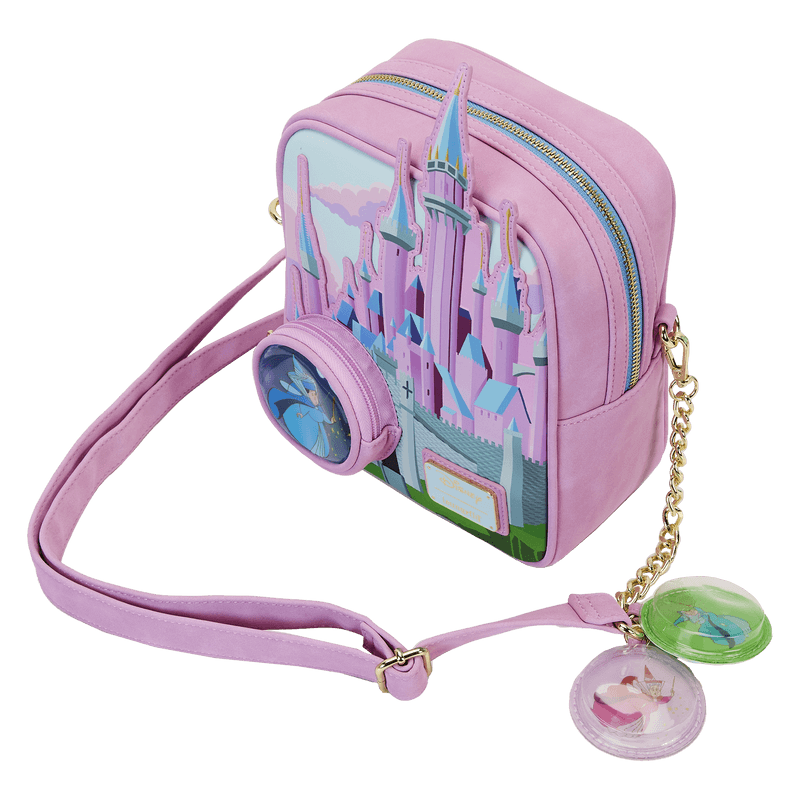 LOUWDTB2892 Sleeping Beauty -Castle Three Good Fairies Stained Glass Crossbody Bag - Loungefly - Titan Pop Culture