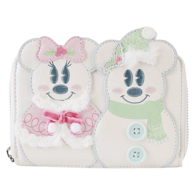 LOUWDWA2878 Disney - Mickey & Minnie Pastel Snowman Zip Around Wallet - Loungefly - Titan Pop Culture