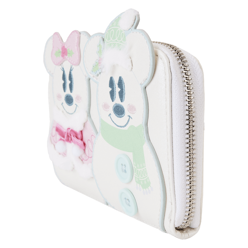 LOUWDWA2878 Disney - Mickey & Minnie Pastel Snowman Zip Around Wallet - Loungefly - Titan Pop Culture