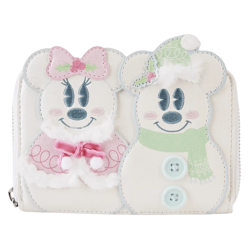 LOUWDWA2878 Disney - Mickey & Minnie Pastel Snowman Zip Around Wallet - Loungefly - Titan Pop Culture