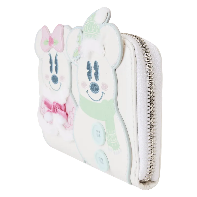 LOUWDWA2878 Disney - Mickey & Minnie Pastel Snowman Zip Around Wallet - Loungefly - Titan Pop Culture