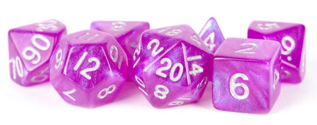 MDG Acrylic 16mm Polyhedral Dice Set - Stardust Purple Tabletop Gaming / Dice / 7-Die Sets by FanRoll by Metallic Dice Games | Titan Pop Culture