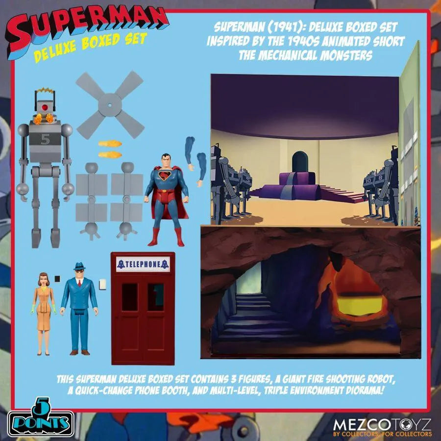 MEZ17070 Superman The Animated Series - Mechanical Monsters 5 Points Action Figure Deluxe Box Set - Mezco Toyz - Titan Pop Culture