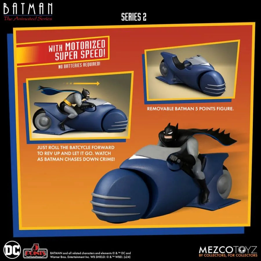 MEZ18218 Batman: The Animated Series - Series 2 Batman & Batcycle 5 Points Set - Mezco Toyz - Titan Pop Culture