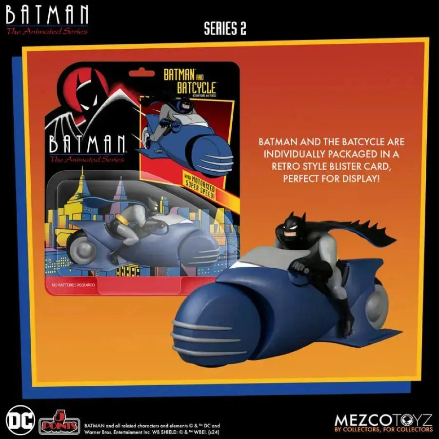 MEZ18218 Batman: The Animated Series - Series 2 Batman & Batcycle 5 Points Set - Mezco Toyz - Titan Pop Culture