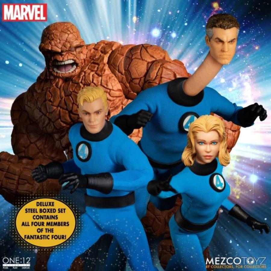 MEZAUS77600B Marvel Comics - Fantastic Four Deluxe Steel One:12 Action Figure Boxed Set - Mezco Toyz - Titan Pop Culture