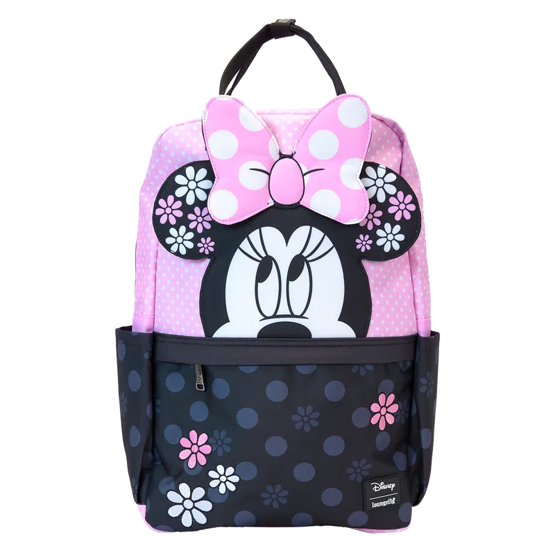 Mochila de nailon de tamaño completo con diseño floral de Minnie de Disney