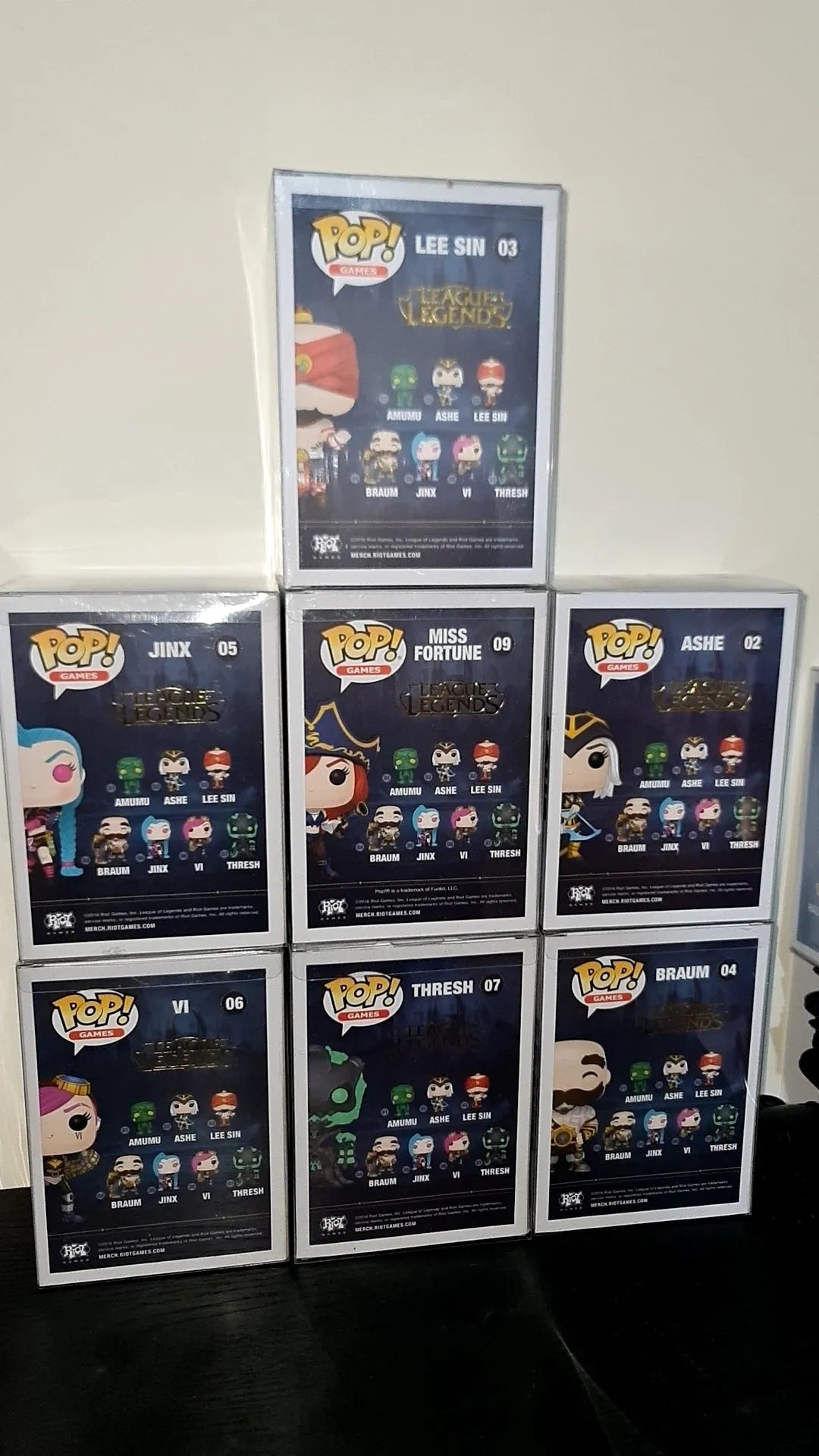 Funko Pop 乙烯基 - 英雄联盟系列（VI、Thresh、Ashe、Jinx、Braum、Miss Fortune、Lee Sin）非常罕见的拱形套装