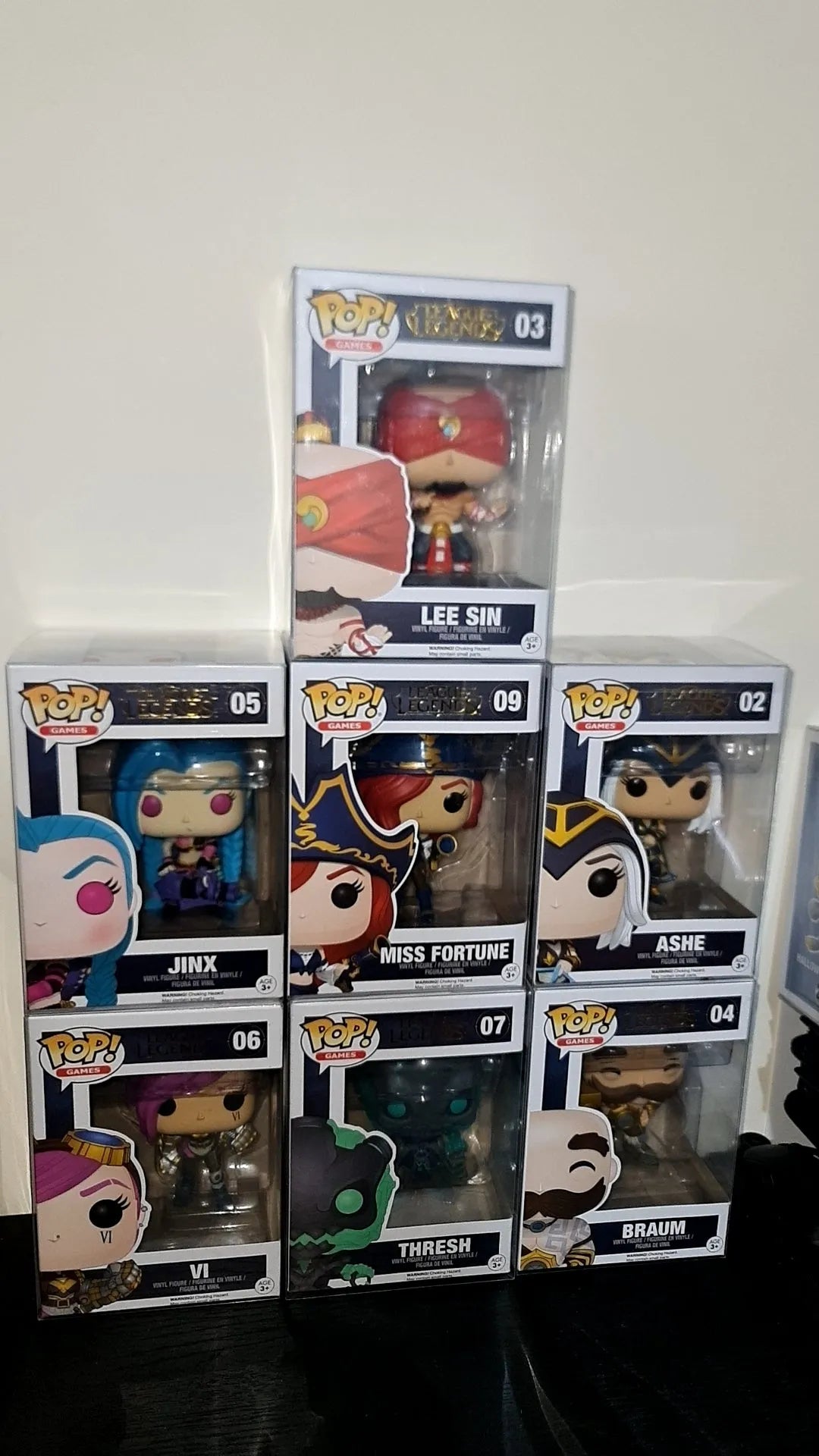 Funko Pop 乙烯基 - 英雄联盟系列（VI、Thresh、Ashe、Jinx、Braum、Miss Fortune、Lee Sin）非常罕见的拱形套装