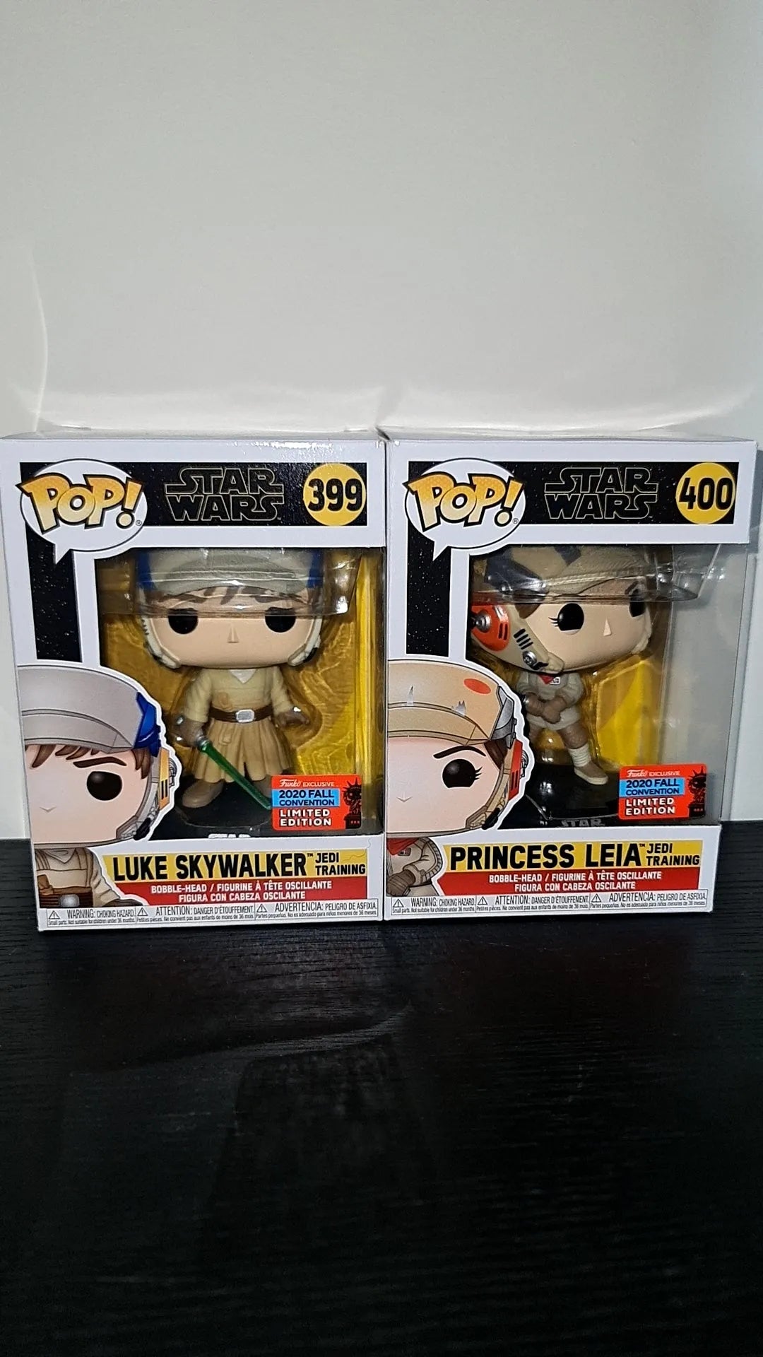 Funko Pop! Vinyl Star Wars Luke 399 And Leia 400 Jedi Training 2020 Fall Convention RARE