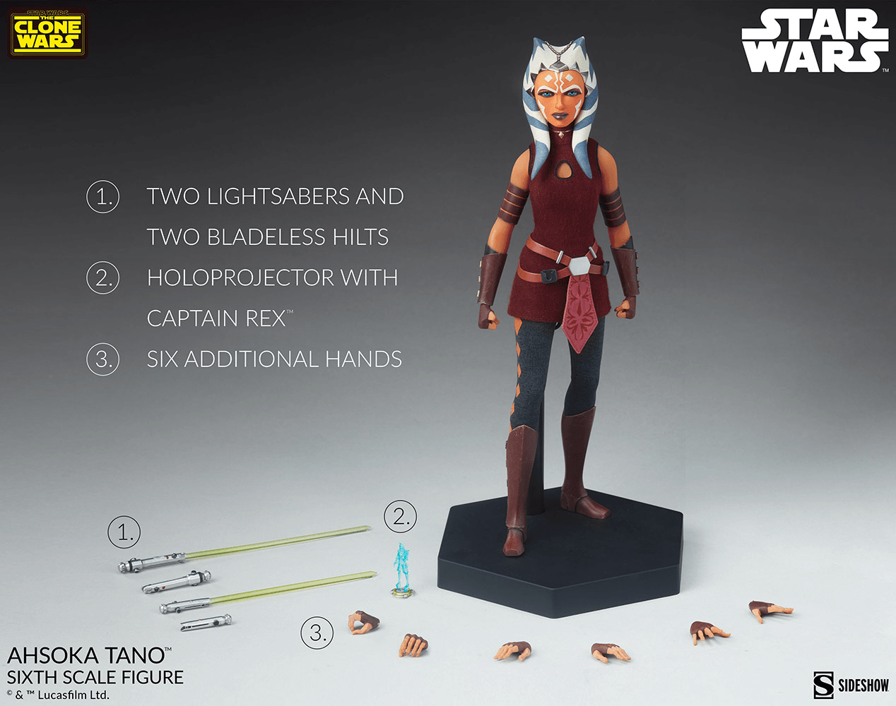 SID100444 Star Wars: The Clone Wars - Ahsoka Tano 1:4 Scale Action Figure - Sideshow Collectibles - Titan Pop Culture