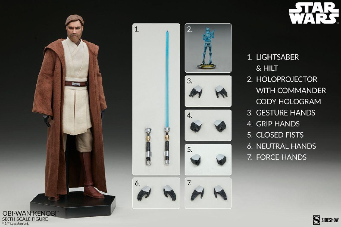 SID100463 Star Wars: Clone Wars - Obi-Wan Kenobi 1:6 Scale 12" Action Figure - Sideshow Collectibles - Titan Pop Culture
