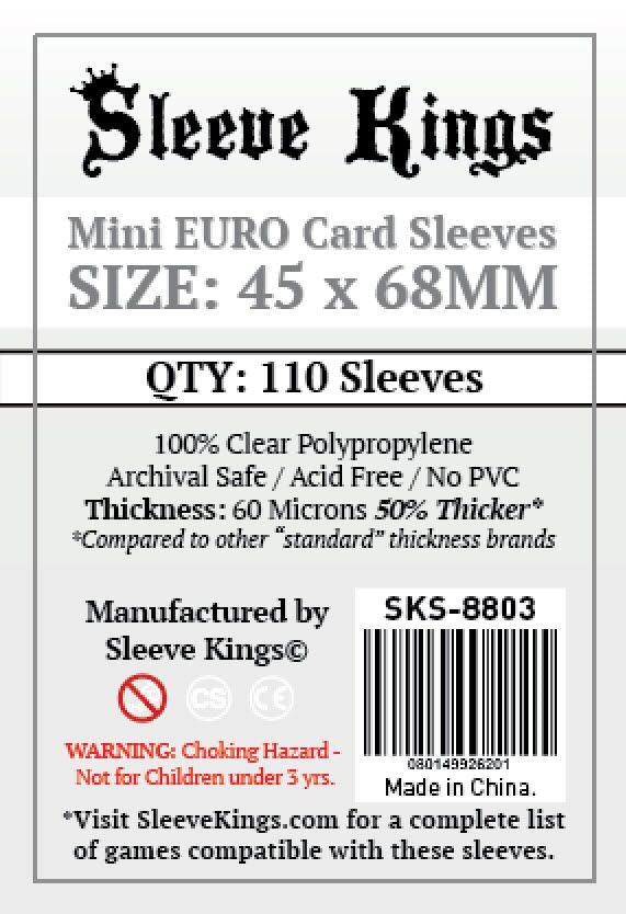VR-67714 Sleeve Kings Board Game Sleeves Mini Euro (45mm x 68mm) (110 Sleeves Per Pack) - Sleeve Kings - Titan Pop Culture