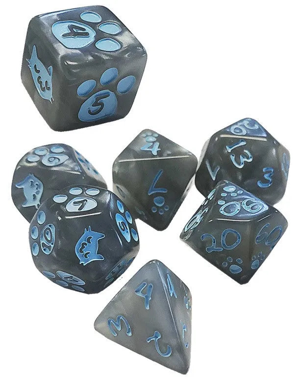 Kitten Polyhedral Dice Set Gray