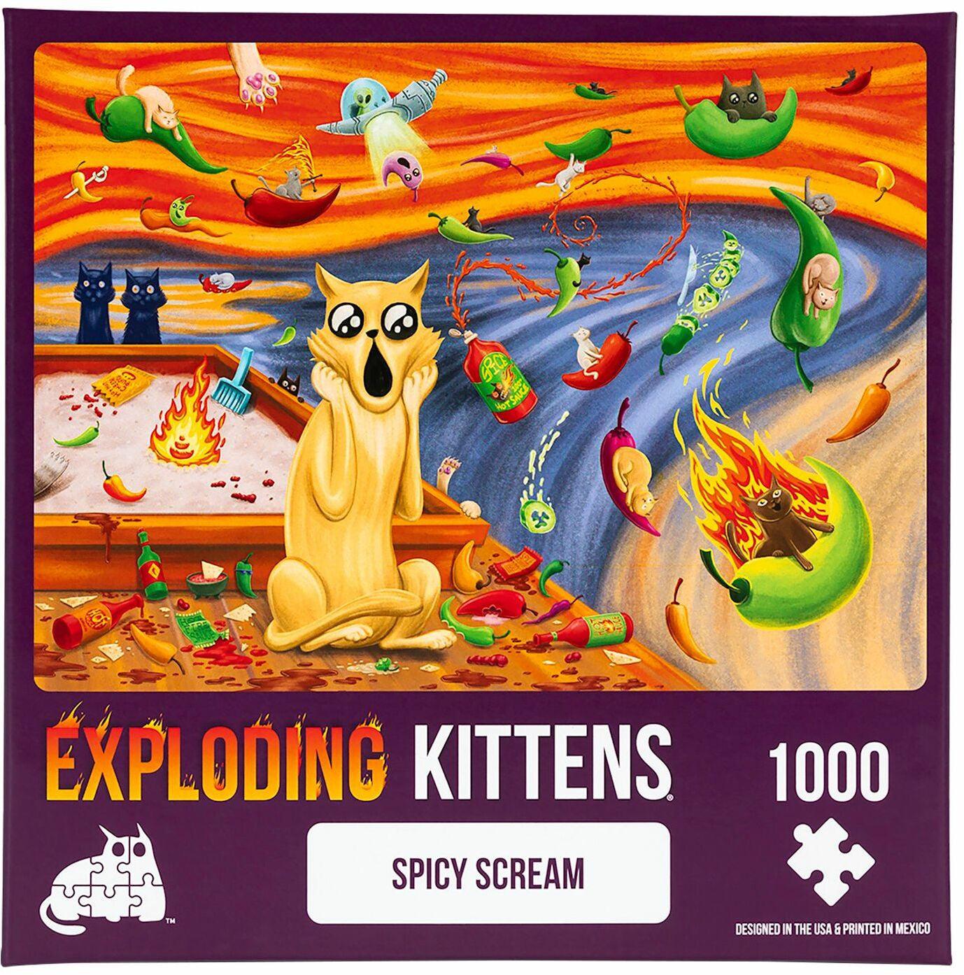 VR-101454 Exploding Kittens Puzzle Spicy Scream 1,000 pieces - Exploding Kittens - Titan Pop Culture