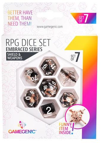 VR-102312 Gamegenic Embraced Series - Shield & Weapons - RPG Dice Set (7pcs) - Gamegenic - Titan Pop Culture