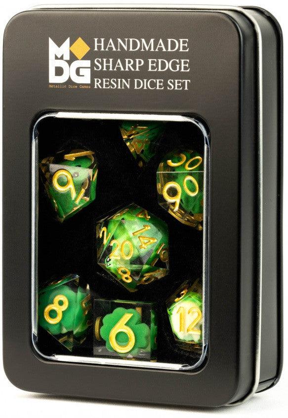 VR-102327 MDG Handcrafted Sharp Edge Resin Dice Set Frog Dice - FanRoll by Metallic Dice Games - Titan Pop Culture