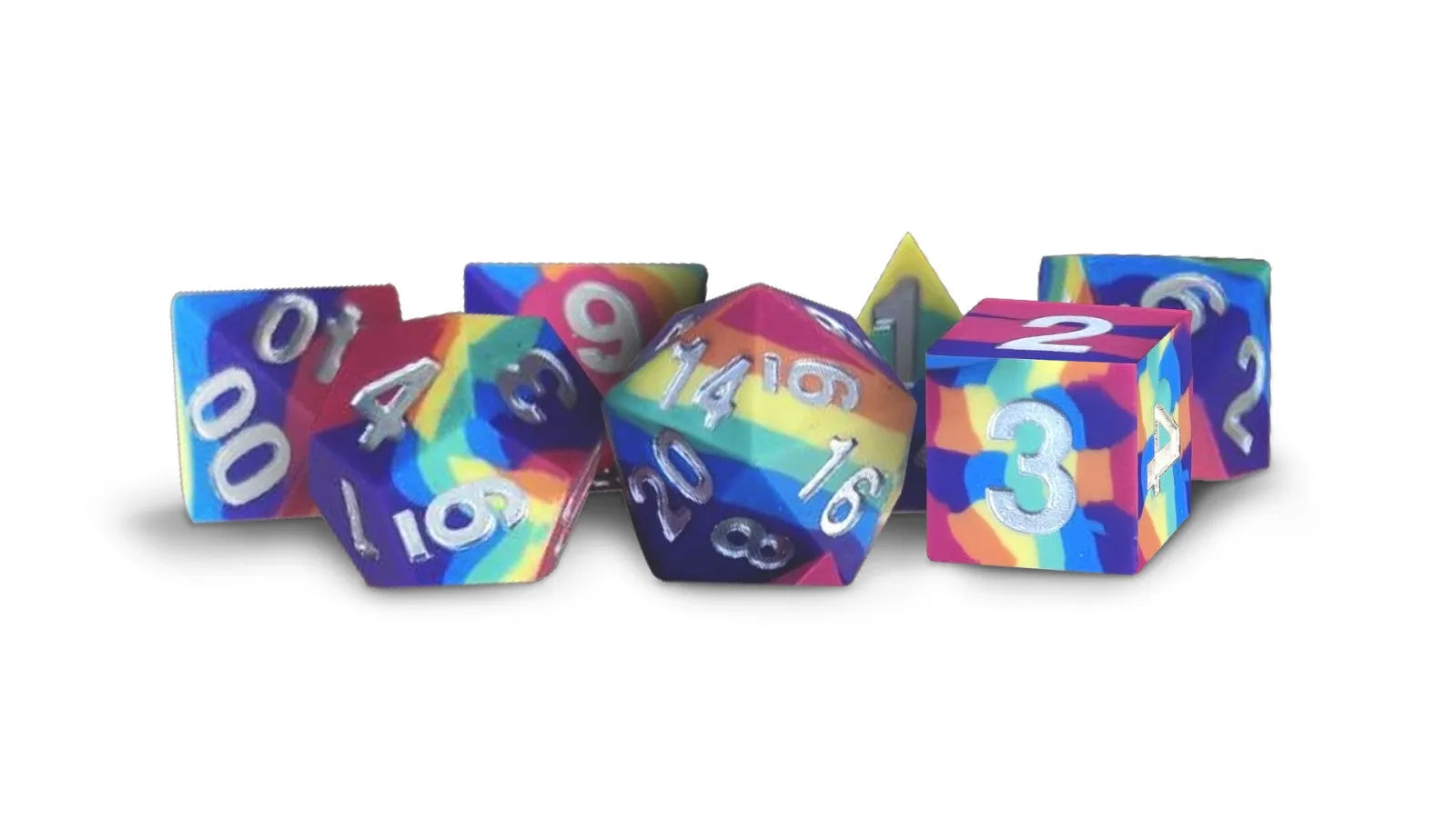 MGD 16mm Sharp Edge Silicone Rubber Poly Dice Set: Rainbow