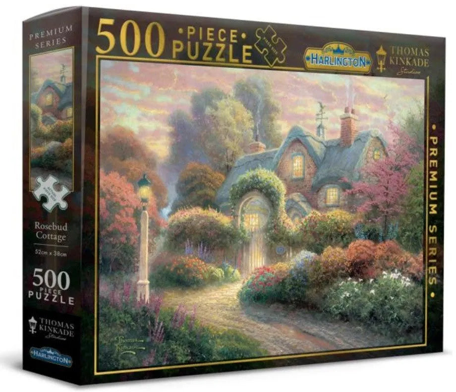 Harlington Thomas Kinkade PQ Rosebud Cottage 500 pieces