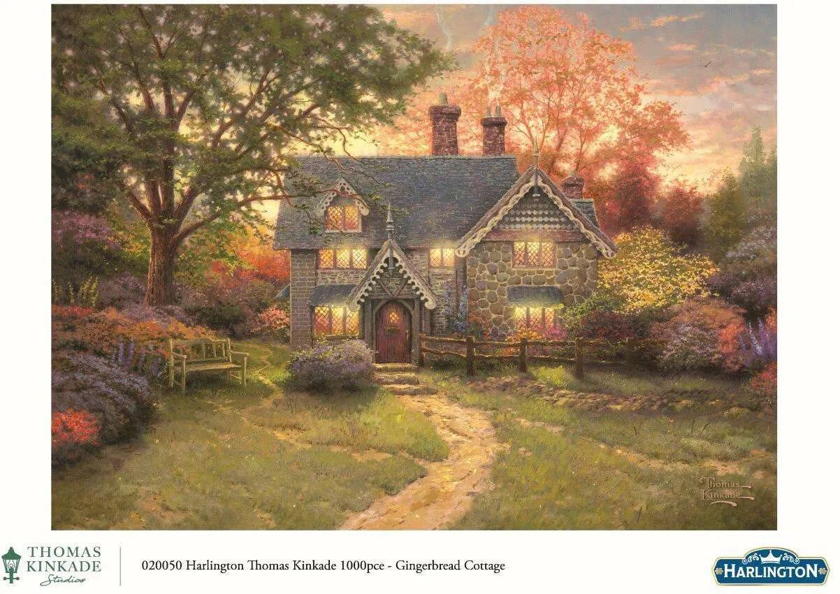 Harlington Thomas Kinkade PQ Gingerbread Cottage 1000 pieces