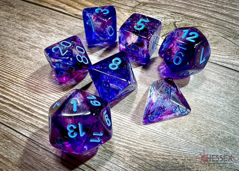 VR-108817 Chessex D7-Die Set Nebula Polyhedral Nocturnal/blue Luminary 7-Die Set - Chessex - Titan Pop Culture