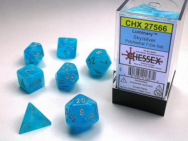 VR-108838 Chessex D7-Die Set Luminary Polyhedral Sky/silver 7-Die Set - Chessex - Titan Pop Culture