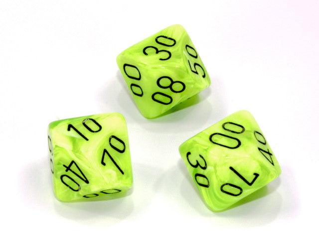 VR-110498 Chessex Tens 10 Dice Vortex Polyhedral Bright Green/black Tens 10 - Chessex - Titan Pop Culture